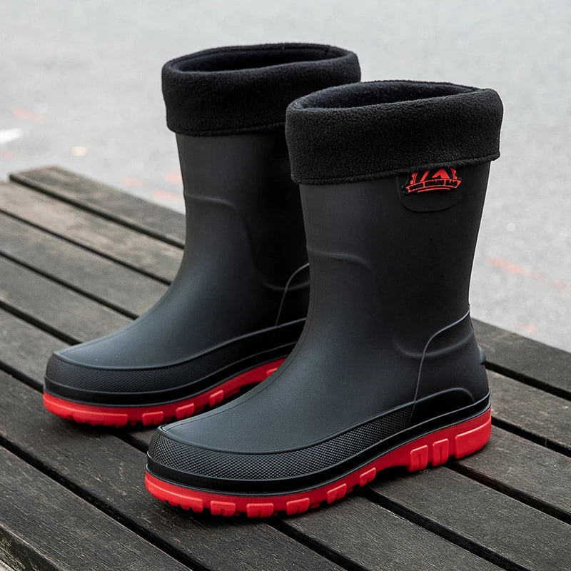 Waterproof Rain Boots for Men with Arch Support, Durable Slip-Resistant Mid-Calf Gumboots for Outdoor Adventures 5