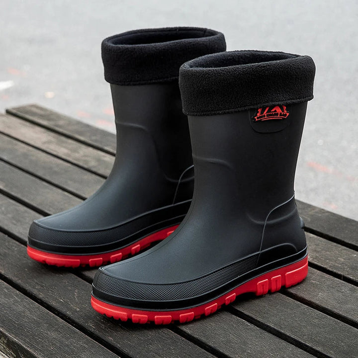 Waterproof Rain Boots for Men with Arch Support, Durable Slip-Resistant Mid-Calf Gumboots for Outdoor Adventures 5