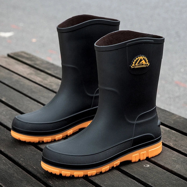 Waterproof Rain Boots for Men with Arch Support, Durable Slip-Resistant Mid-Calf Gumboots for Outdoor Adventures 6