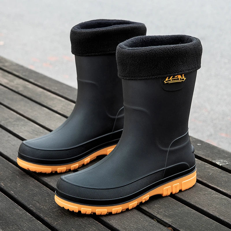Waterproof Rain Boots for Men with Arch Support, Durable Slip-Resistant Mid-Calf Gumboots for Outdoor Adventures 7