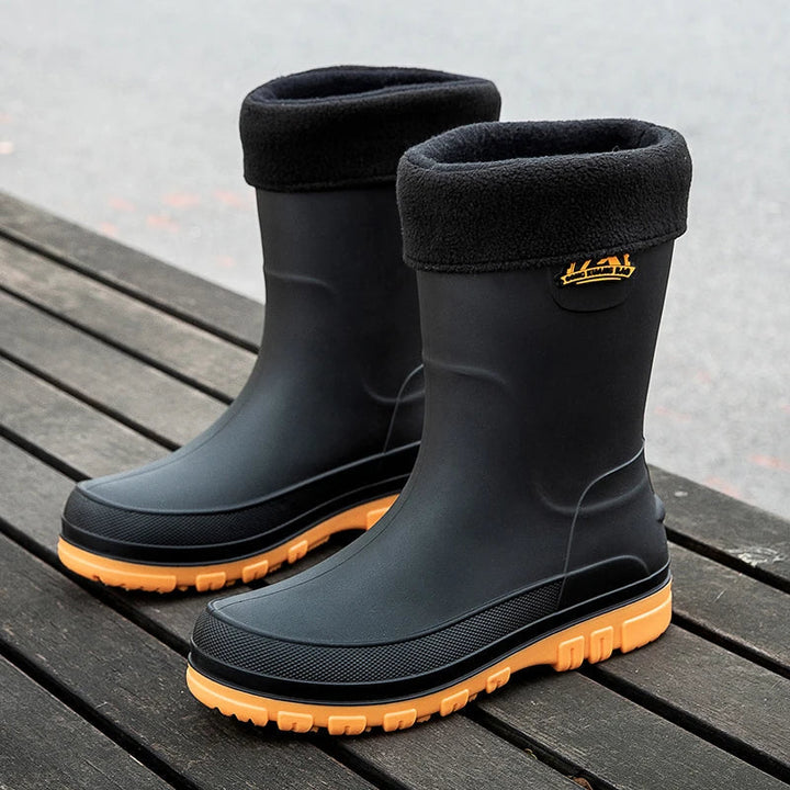 Waterproof Rain Boots for Men with Arch Support, Durable Slip-Resistant Mid-Calf Gumboots for Outdoor Adventures 7