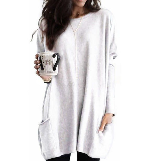 Women's Oversized Sweater with Pockets - Casual Everyday Style for Effortless Comfort