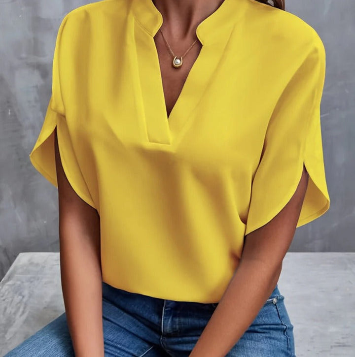 White Vintage Style Blouse for Women - Elegant Casual Chic Shirt with Asymmetrical Hem 1