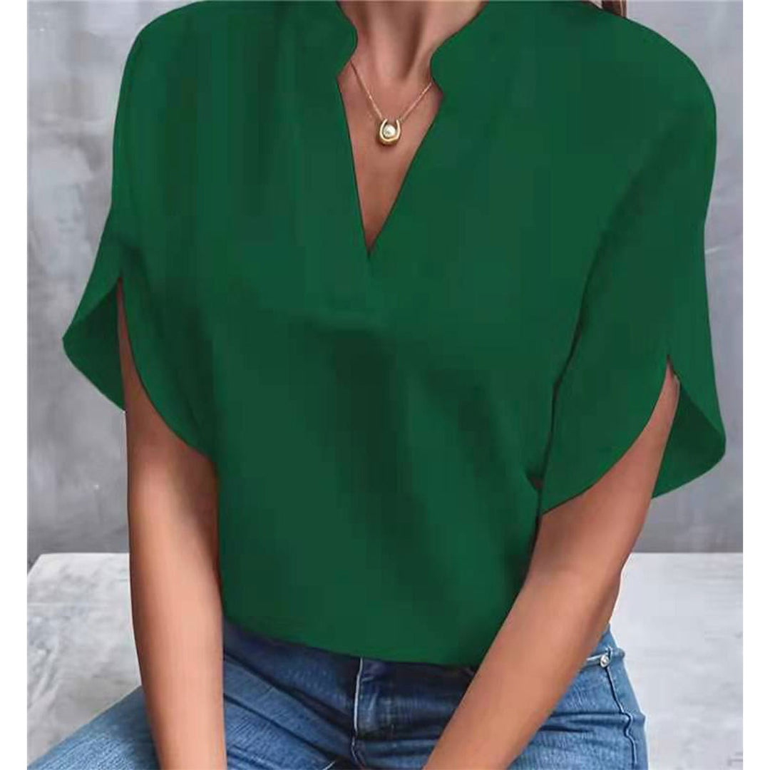 White Vintage Style Blouse for Women - Elegant Casual Chic Shirt with Asymmetrical Hem 3