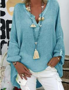 White Women's Blouse - Lightweight Oversized Design for Effortless Style and Comfort 0