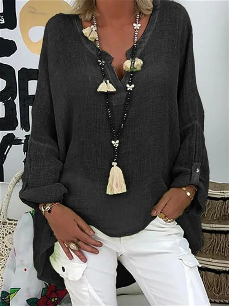 White Women's Blouse - Lightweight Oversized Design for Effortless Style and Comfort 2