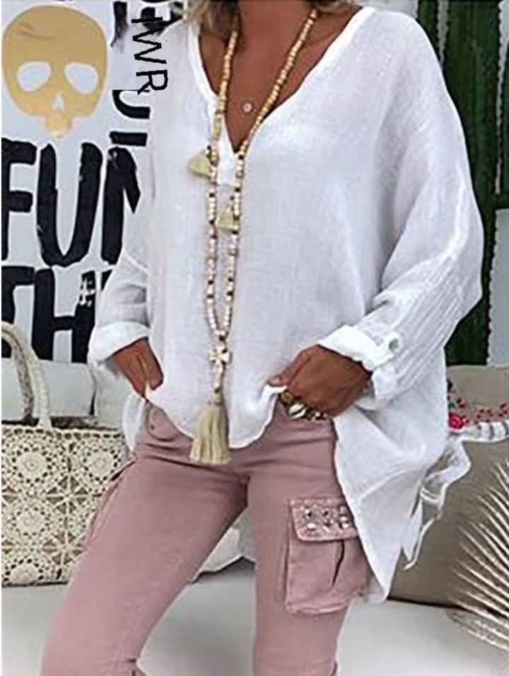 White Women's Blouse - Lightweight Oversized Design for Effortless Style and Comfort 3