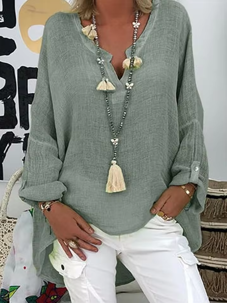White Women's Blouse - Lightweight Oversized Design for Effortless Style and Comfort 5
