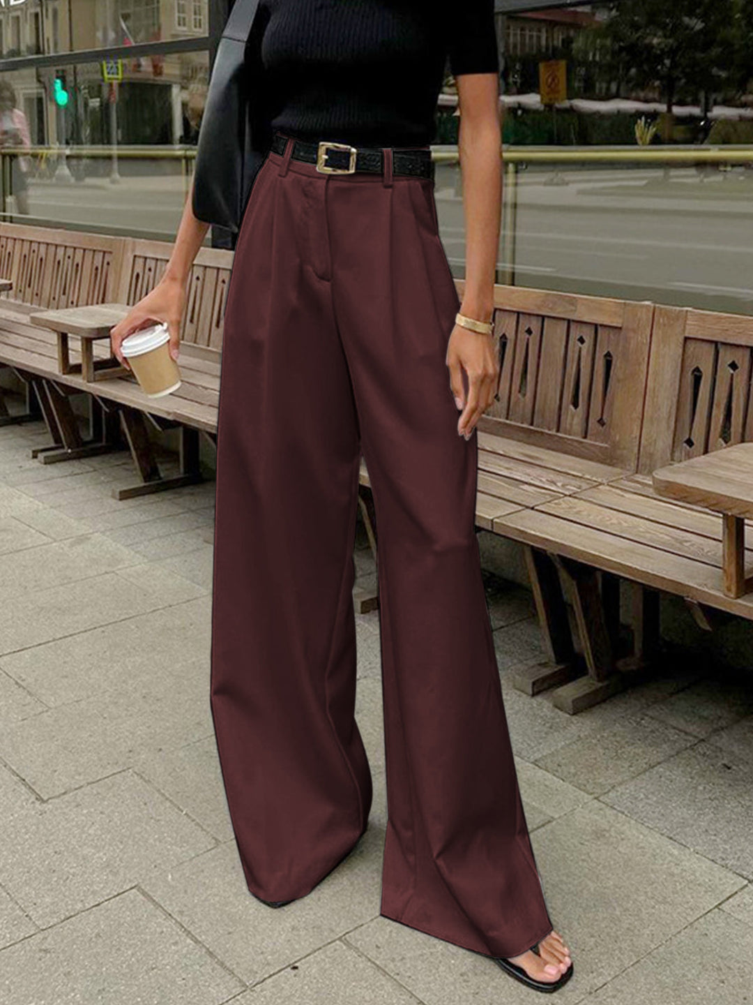 Wide Leg Trousers for Women | High-Rise Black Wide Leg Pants | Elegant Tailored Design 5