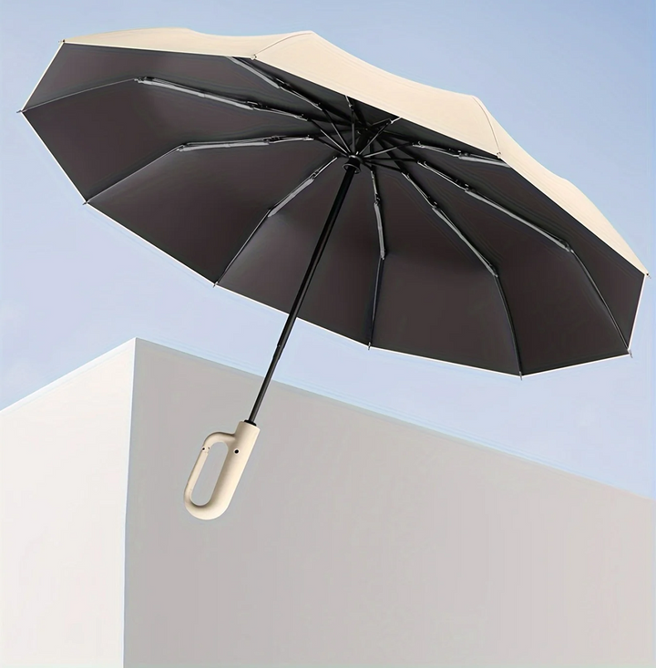 Windproof Travel Umbrella with Reflective Safety Strip - Automatic Folding Design for All Weather 2