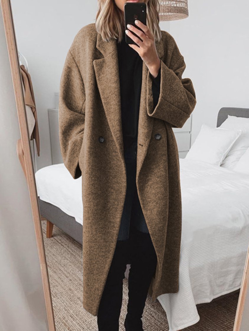 Winter Coats Women Elegant Oversized Coat with Double Buttons for Timeless Style and Comfort 0