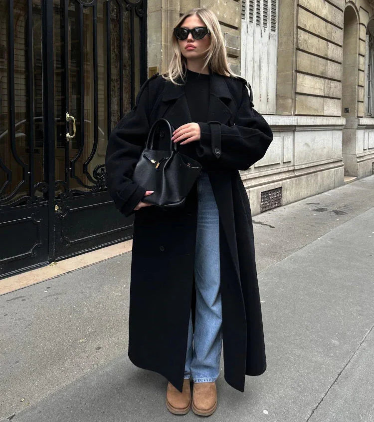 Women Double-Breasted Longline Coat for Winter and Transitional Seasons 1