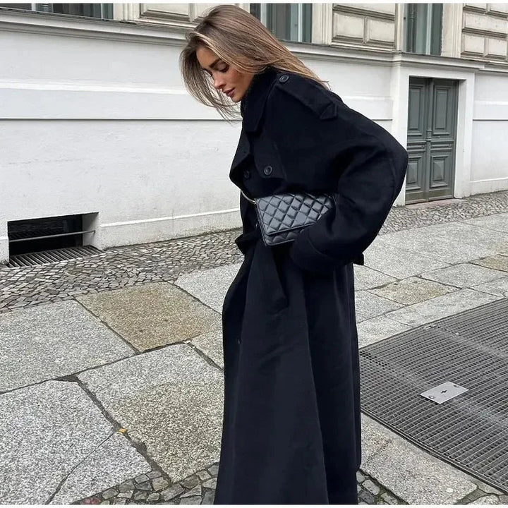 Women Double-Breasted Longline Coat for Winter and Transitional Seasons 2