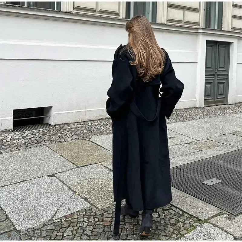 Women Double-Breasted Longline Coat for Winter and Transitional Seasons 4
