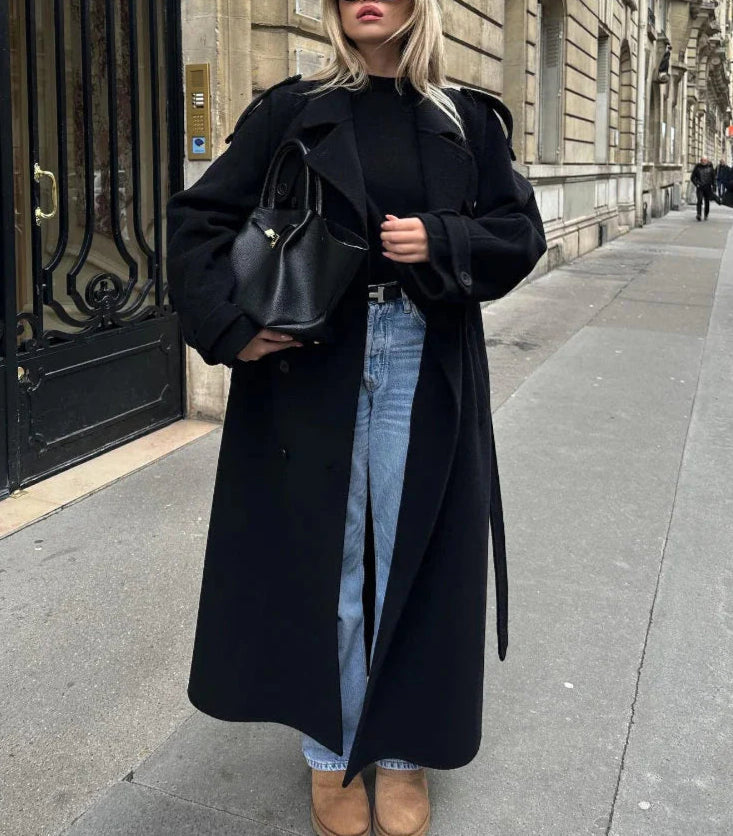 Women Double-Breasted Longline Coat for Winter and Transitional Seasons 6