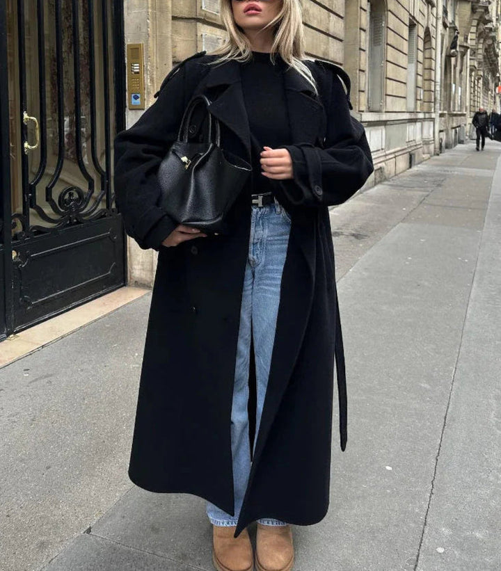 Women Double-Breasted Longline Coat for Winter and Transitional Seasons 6