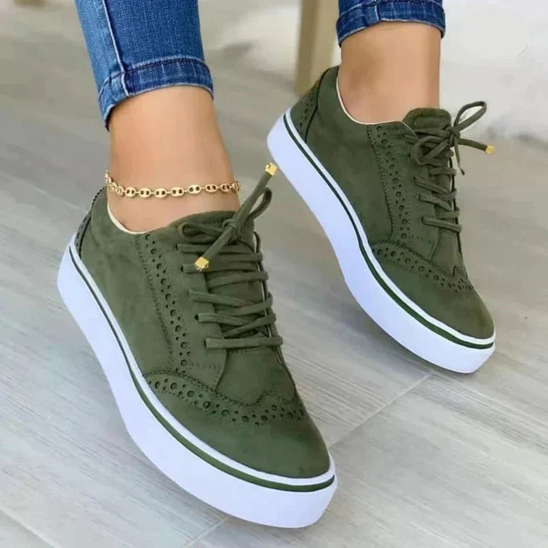 Women's Arch Support Flatform Sneakers with Brogue Detail for Casual Style 1