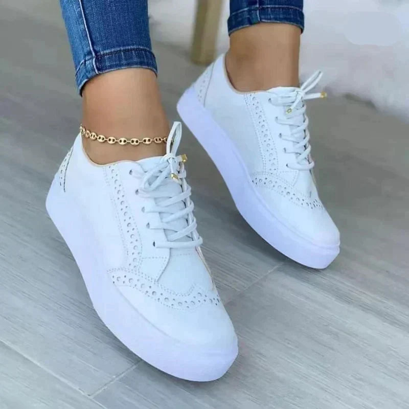 Women's Arch Support Flatform Sneakers with Brogue Detail for Casual Style 3
