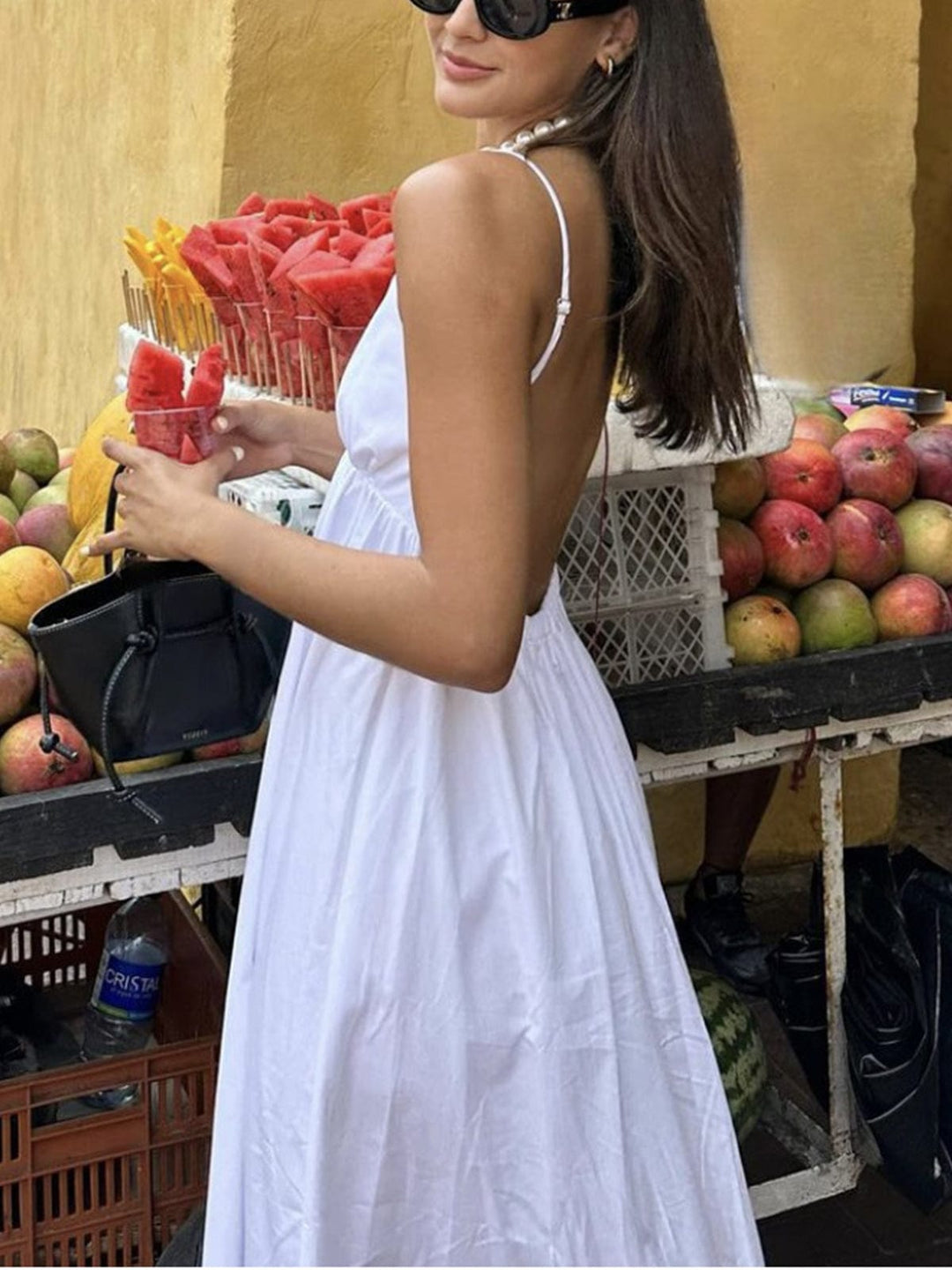 Women's Backless Maxi Dress - Lightweight Summer A-Line Sundress for Effortless Elegance 0