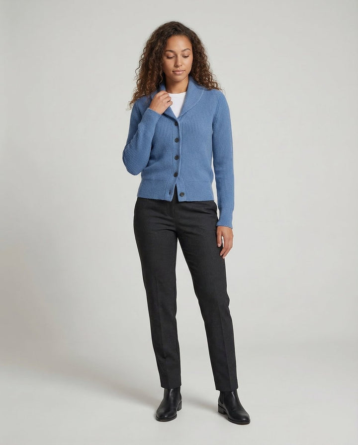 Women's Black Long Cardigan with Lapel Collar and Button Placket for Office and Casual Wear 1