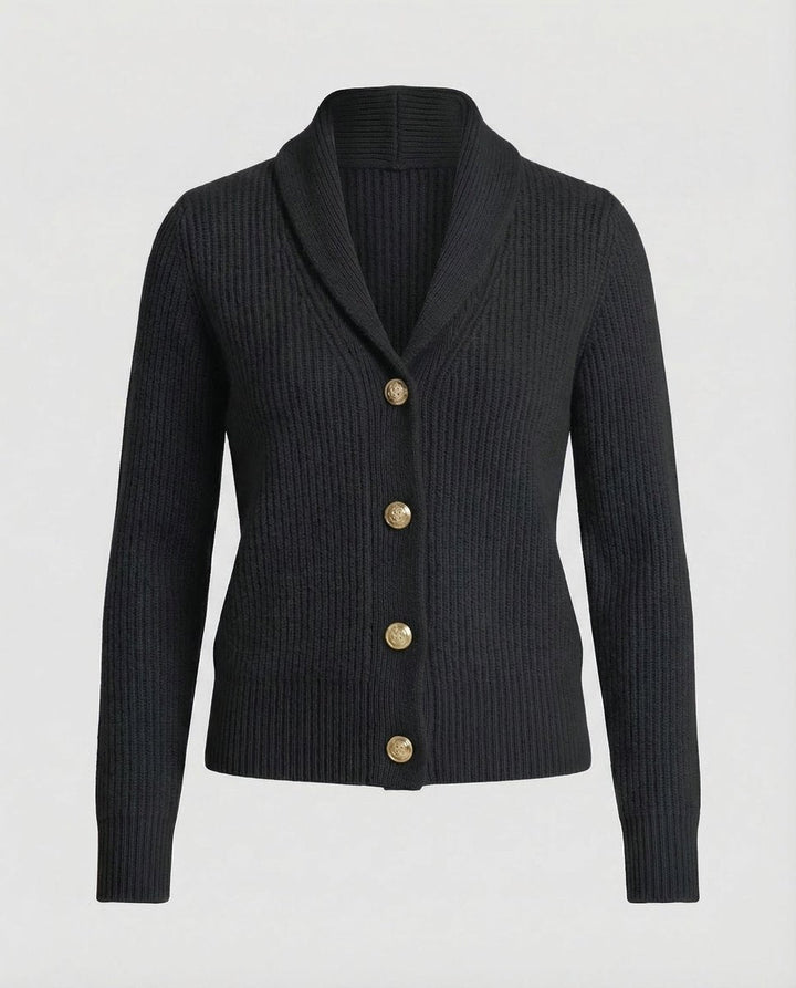 Women's Black Long Cardigan with Lapel Collar and Button Placket for Office and Casual Wear 6