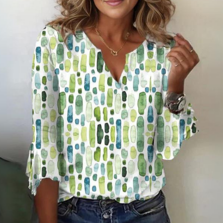 Women's Blouse - Elegant Geometric Print for Chic Casual Style 0