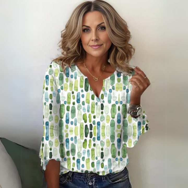 Women's Blouse - Elegant Geometric Print for Chic Casual Style 1