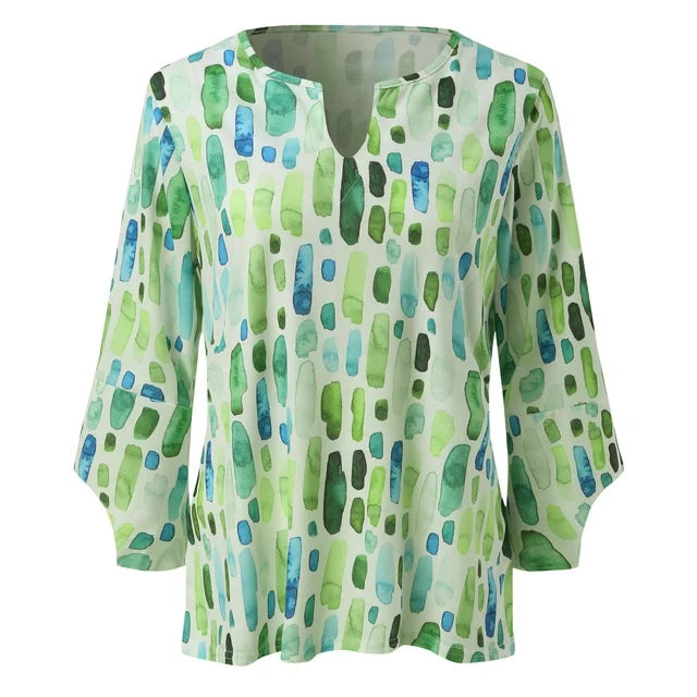 Women's Blouse - Elegant Geometric Print for Chic Casual Style 3