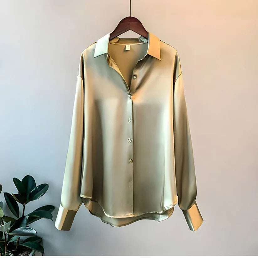 Women's Blouse - Elegant Long Sleeve Tops with Structured Collar for Casual and Formal Wear 3