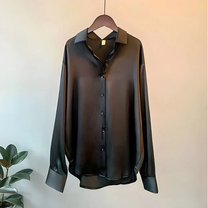 Women's Blouse - Elegant Long Sleeve Tops with Structured Collar for Casual and Formal Wear 4