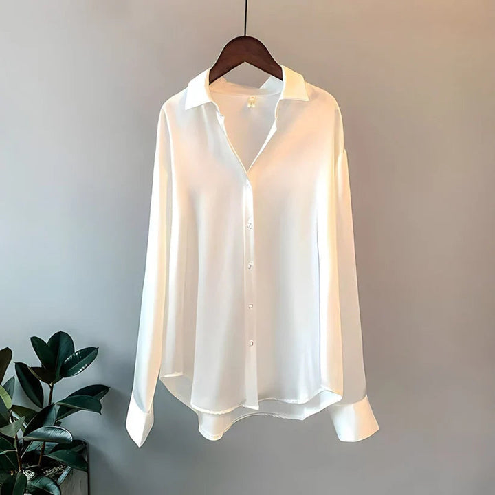 Women's Blouse - Elegant Long Sleeve Tops with Structured Collar for Casual and Formal Wear 5