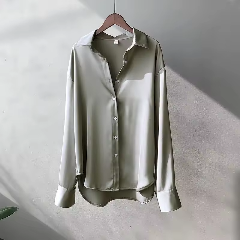 Women's Blouse - Elegant Long Sleeve Tops with Structured Collar for Casual and Formal Wear 7