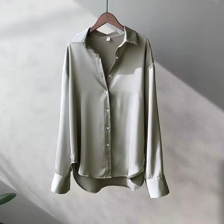 Women's Blouse - Elegant Long Sleeve Tops with Structured Collar for Casual and Formal Wear 7