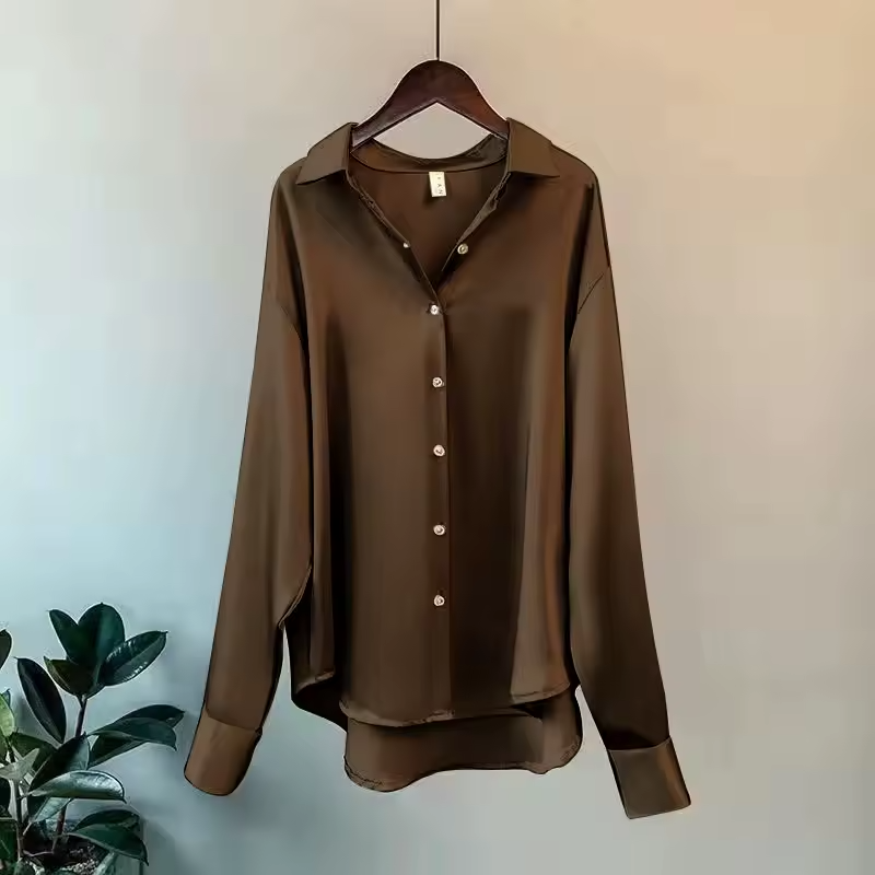Women's Blouse - Elegant Long Sleeve Tops with Structured Collar for Casual and Formal Wear 8