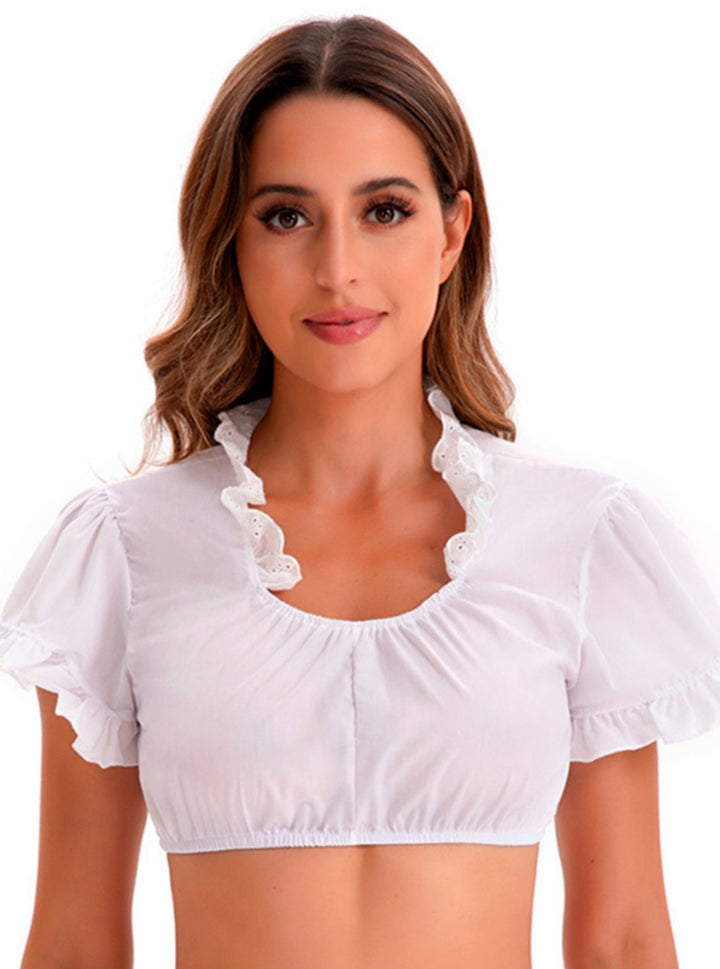 Women's Blouse - Oktoberfest Lace Crop Top with V-Neck for Traditional and Casual Wear 0