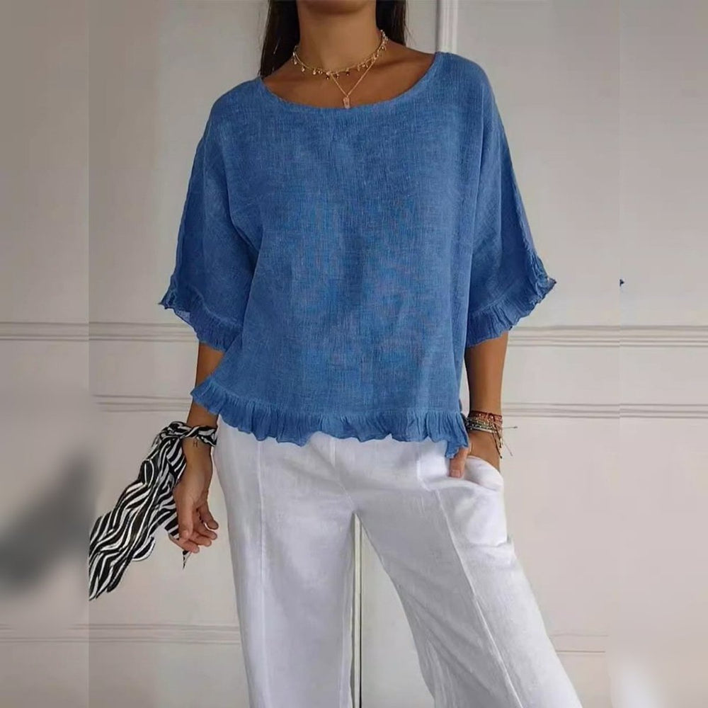 Women's Blouse with Fringe Detail - Lightweight Summer Tops for Women, Casual Loose Fit with Round Neck 1