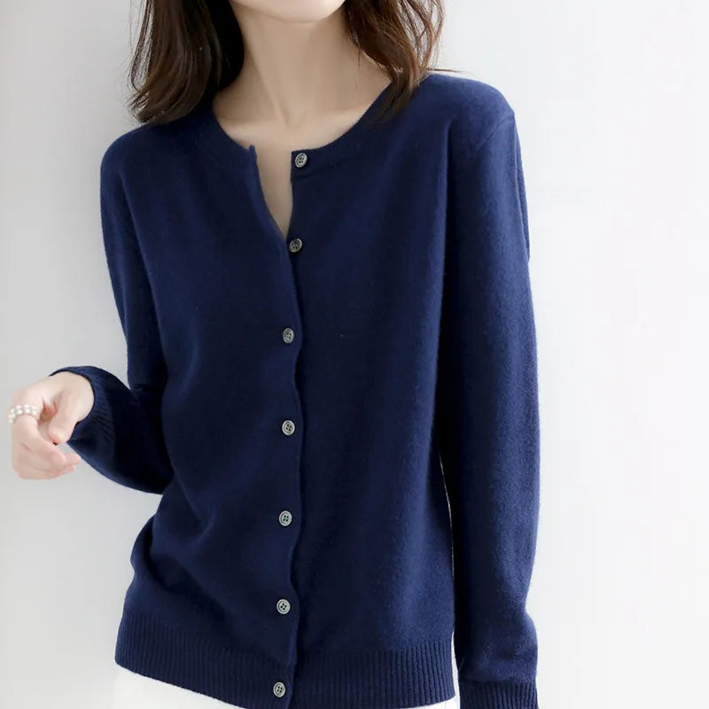 Women’s Cardigan Soft Button Lightweight Sweater with Classic Round Neck for Year-Round Layering 7