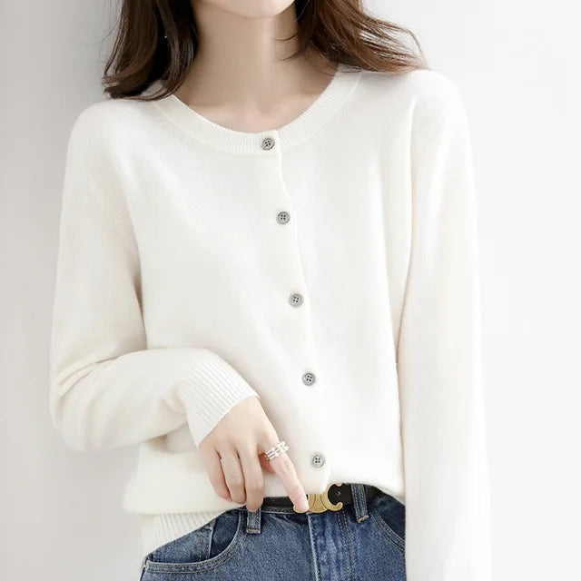 Women’s Cardigan Soft Button Lightweight Sweater with Classic Round Neck for Year-Round Layering 8