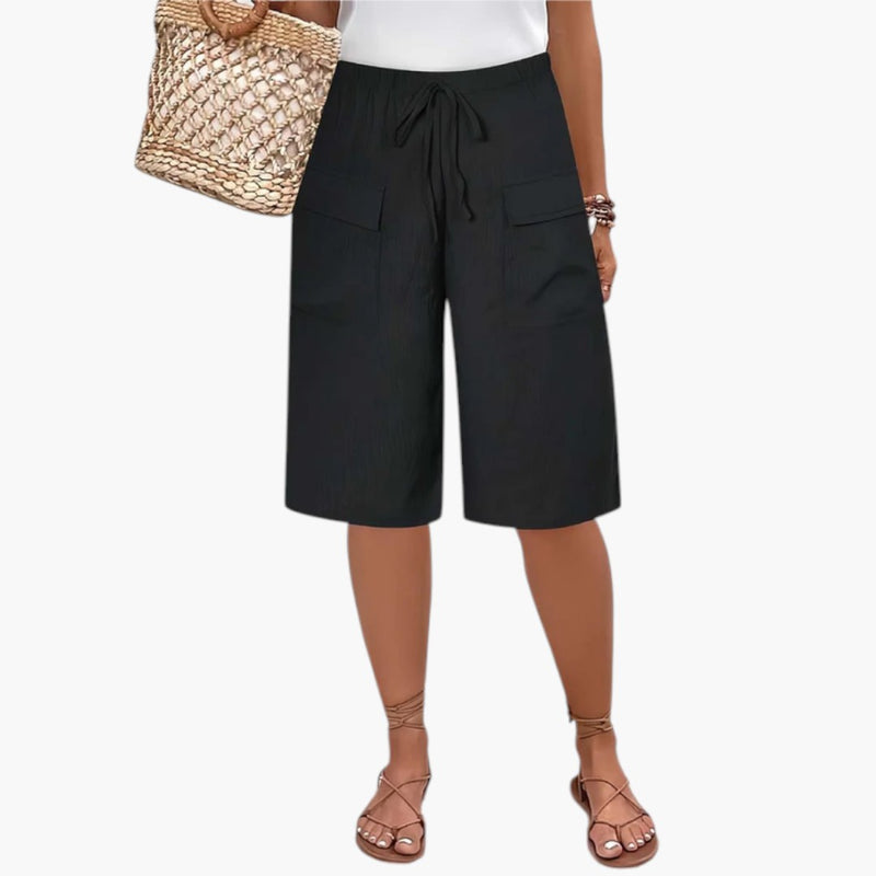 Women's Casual Drawstring Waist Shorts with Pockets for Everyday Wear - Comfortable Summer Fashion 1