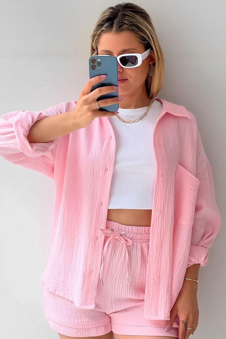 Women’s Casual Matching Set - Elegant Top and Shorts Outfit for Summer 2