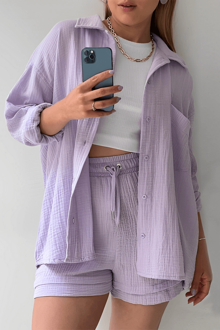 Women’s Casual Matching Set - Elegant Top and Shorts Outfit for Summer 3