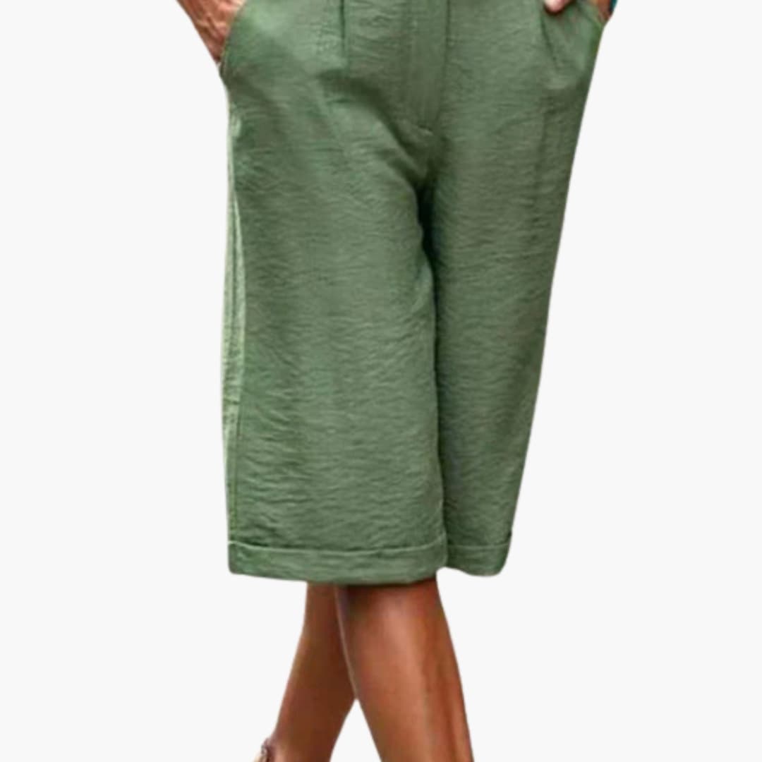 Women's Casual Shorts with Elastic Waistband and Pockets for Summer Outings 2