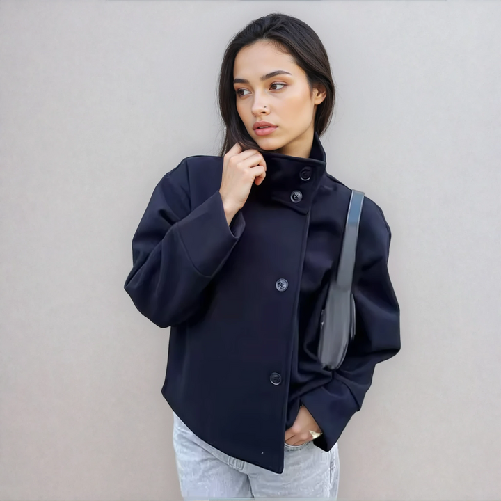 Women's Coat Lightweight Stand Collar Pea Coat for Elegant Layering in Fall and Spring 5