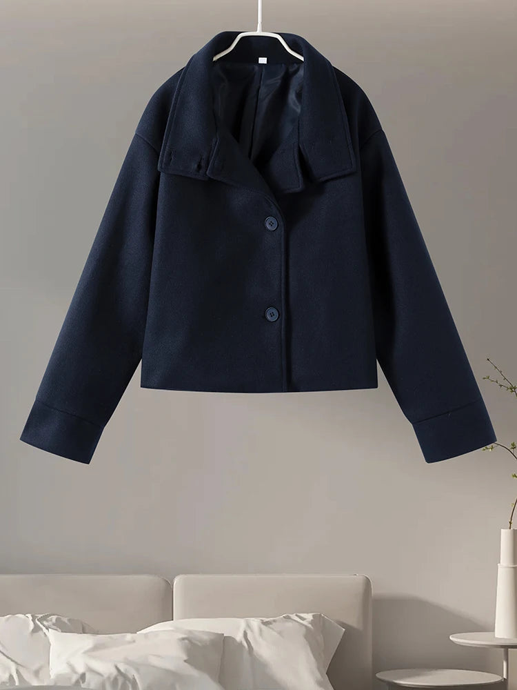 Women's Coat Lightweight Stand Collar Pea Coat for Elegant Layering in Fall and Spring 8