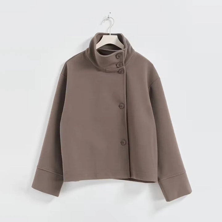 Women's Coat Lightweight Stand Collar Pea Coat for Elegant Layering in Fall and Spring 9