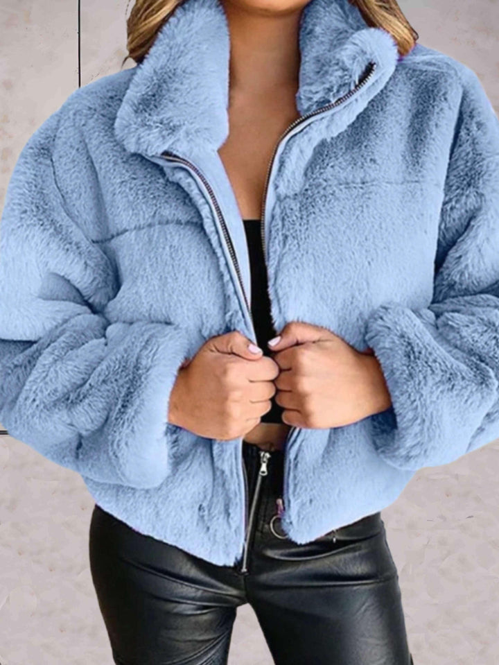 Women's Cozy Zip Jacket - Stylish Warm Casual Outerwear for Cooler Days 0