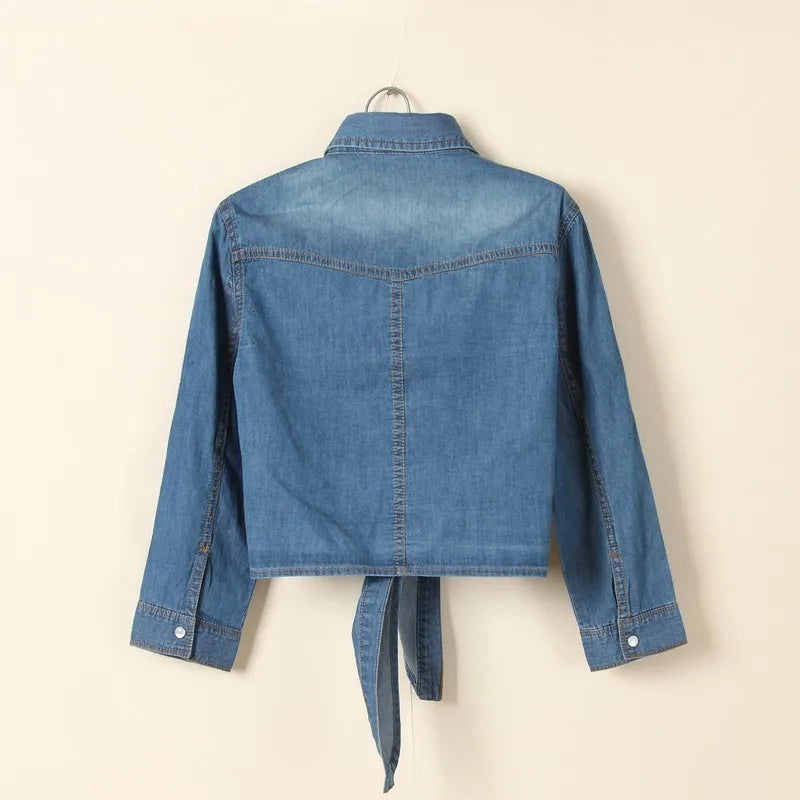 Women's Denim Crop Top - Trendy Casual Style for Effortless Looks 3