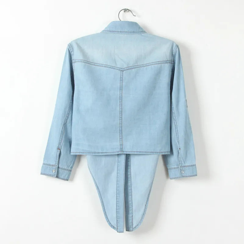 Women's Denim Crop Top - Trendy Casual Style for Effortless Looks 4