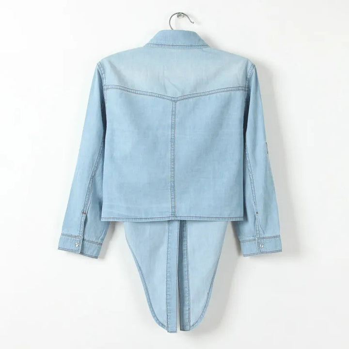 Women's Denim Crop Top - Trendy Casual Style for Effortless Looks 4