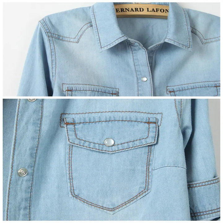 Women's Denim Crop Top - Trendy Casual Style for Effortless Looks 5